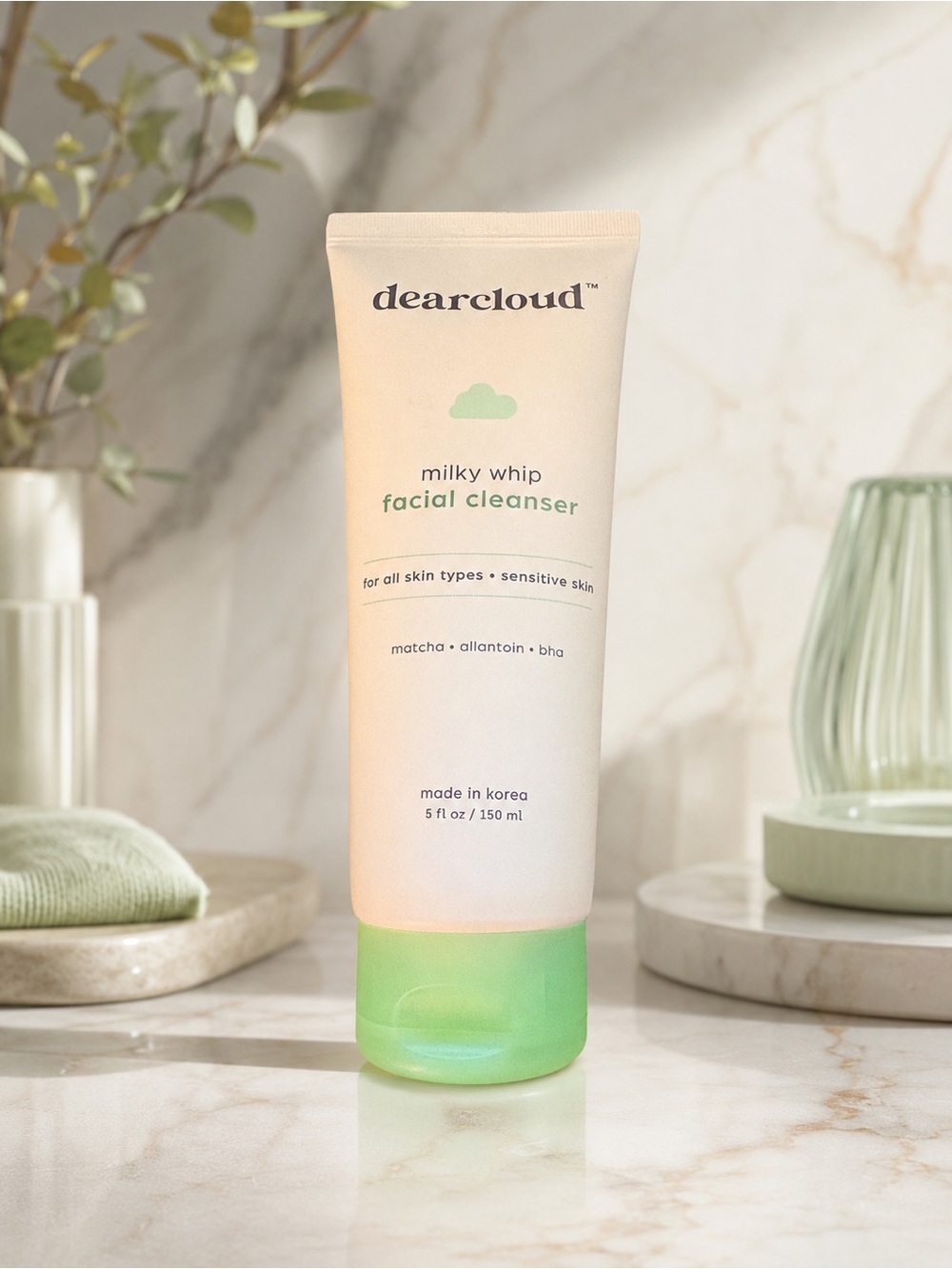 Dearcloud Milky Whip Facial Cleanser Matcha BHA 5 oz K-Beauty